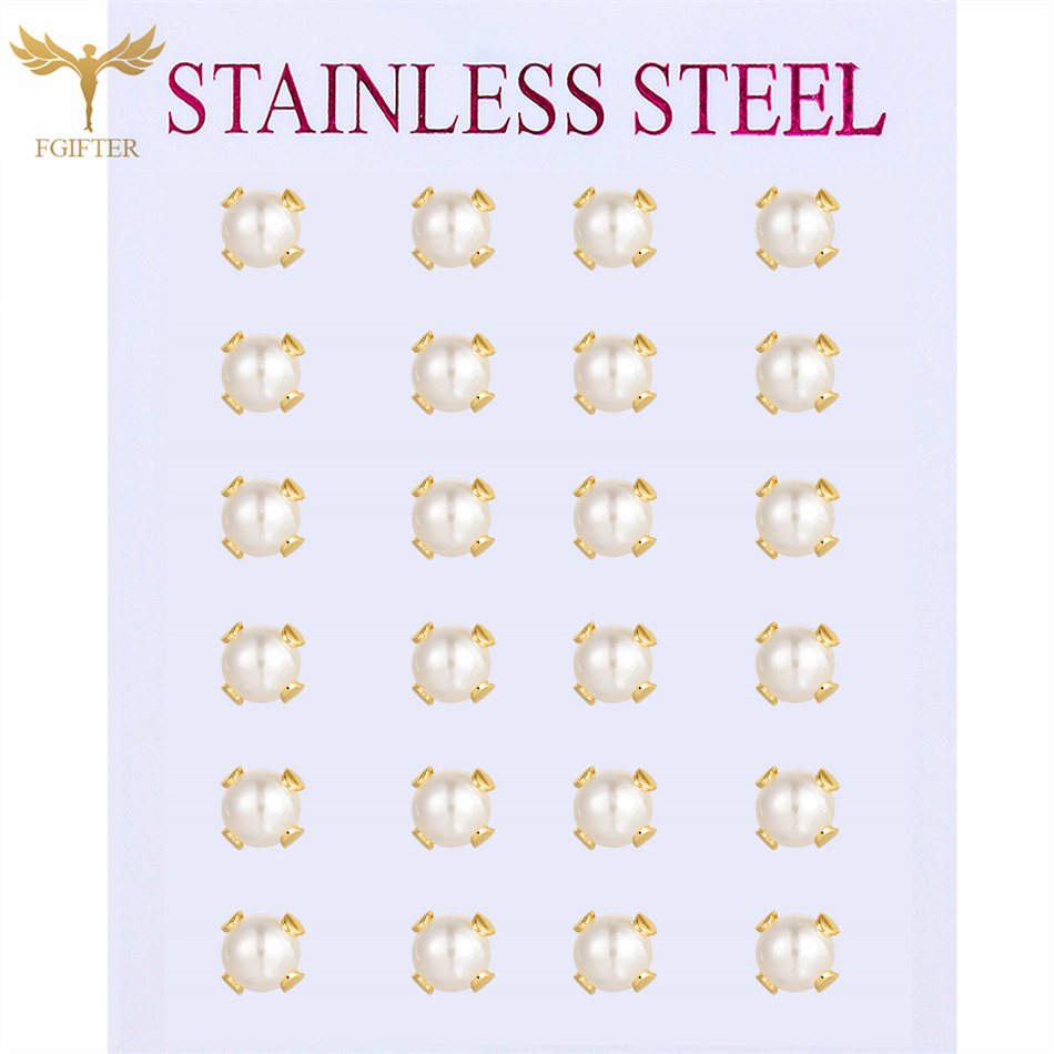Street Fashion Vendors - 12 Pairs Pack Pearl Stud Earrings