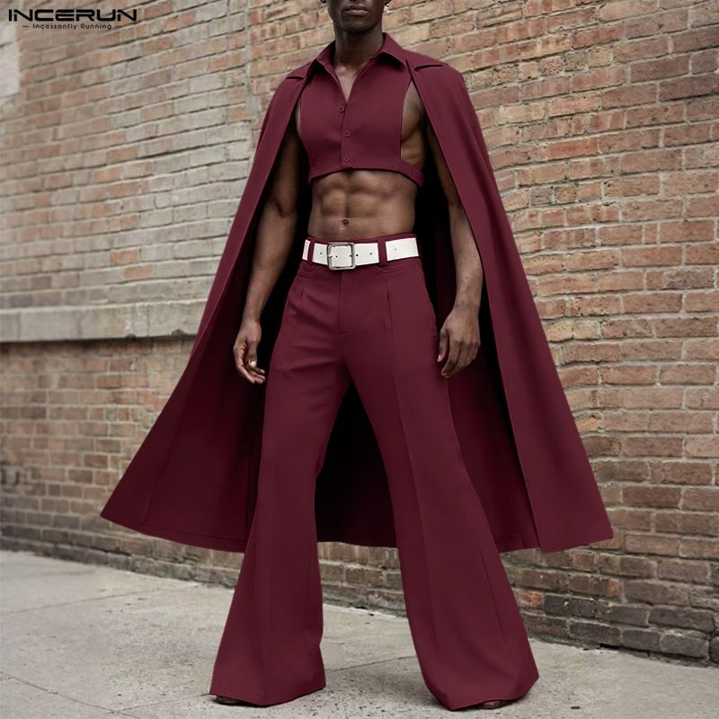 INCERUN Men Sets Solid Color L - Fashion Streetwear recension och pris