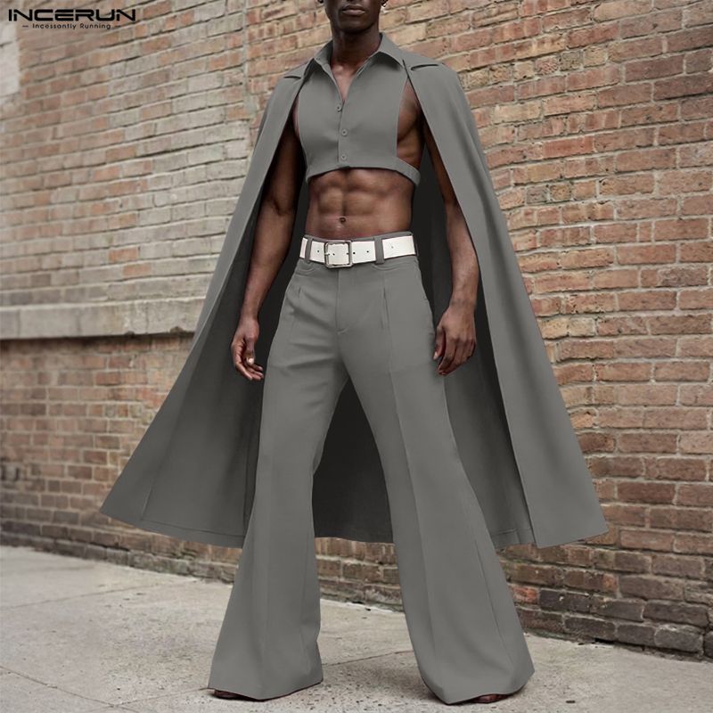 INCERUN Men Sets Solid Color L - Fashion Streetwear recension och pris