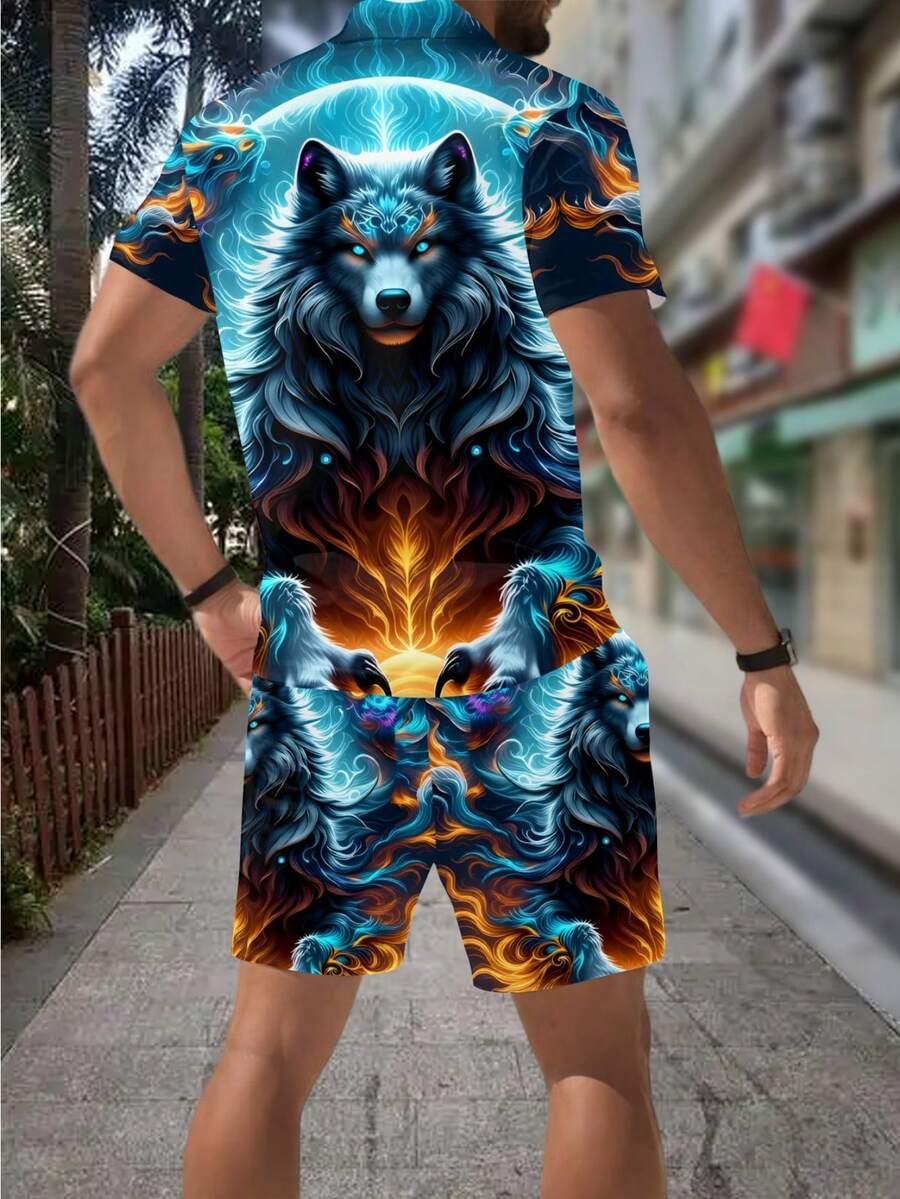 Men's Fashion 3D Wolf Print Zi - Street Fashion Outfit recension och pris