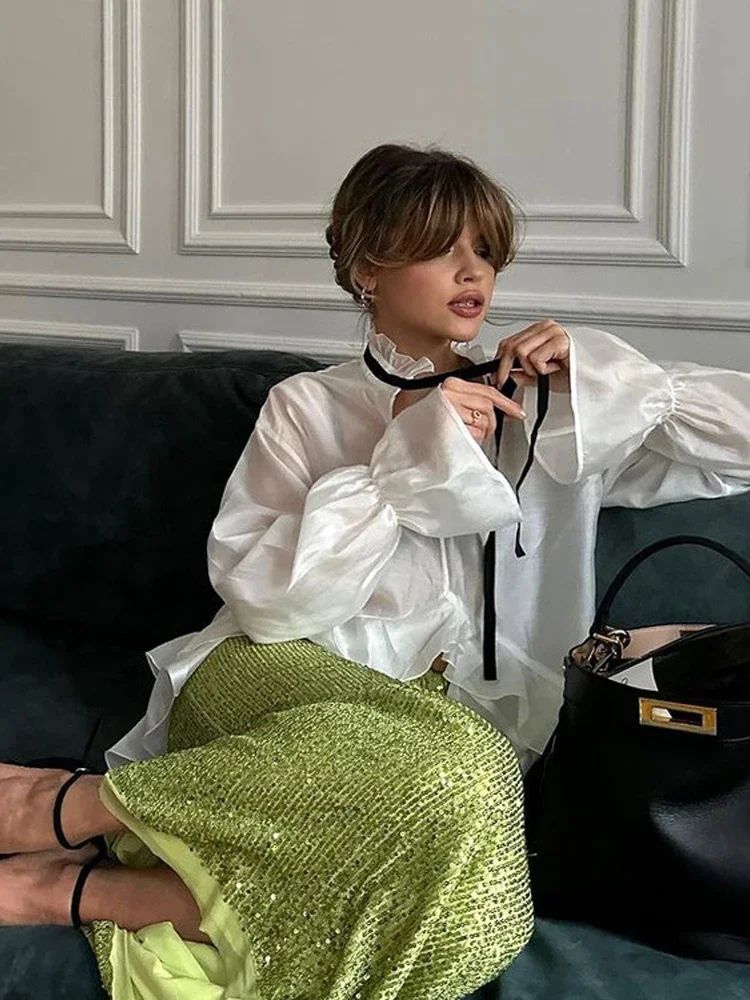 Women White Ruffle Hem Tie Nec - Fashion Street Night recension och pris