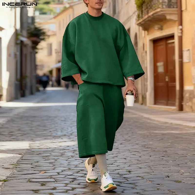 INCERUN Men Sets Solid Color B - Fashion Streetwear recension och pris