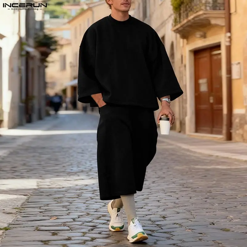 INCERUN Men Sets Solid Color B - Fashion Streetwear recension och pris