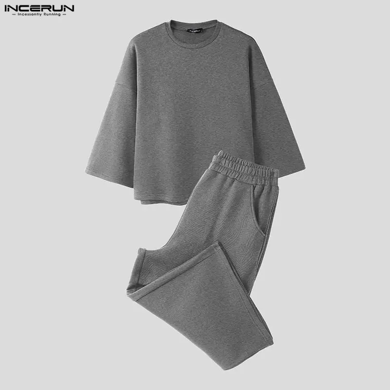 INCERUN Men Sets Solid Color B - Fashion Streetwear recension och pris