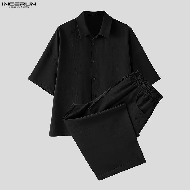INCERUN Men's Sets Solid Lapel - Fashion Streetwear recension och pris