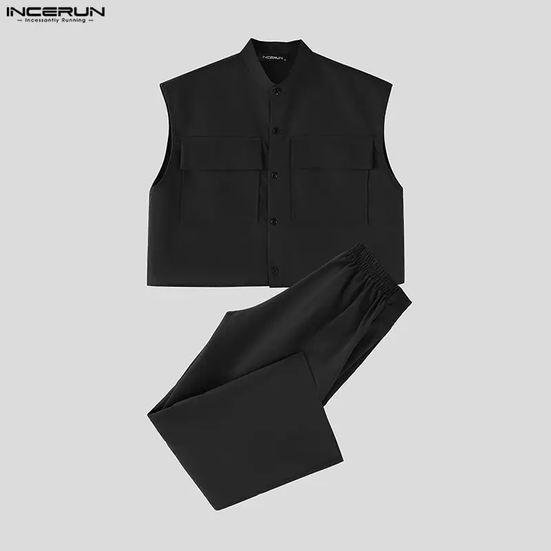 INCERUN Men Sets Solid Sleevel - Fashion Streetwear recension och pris