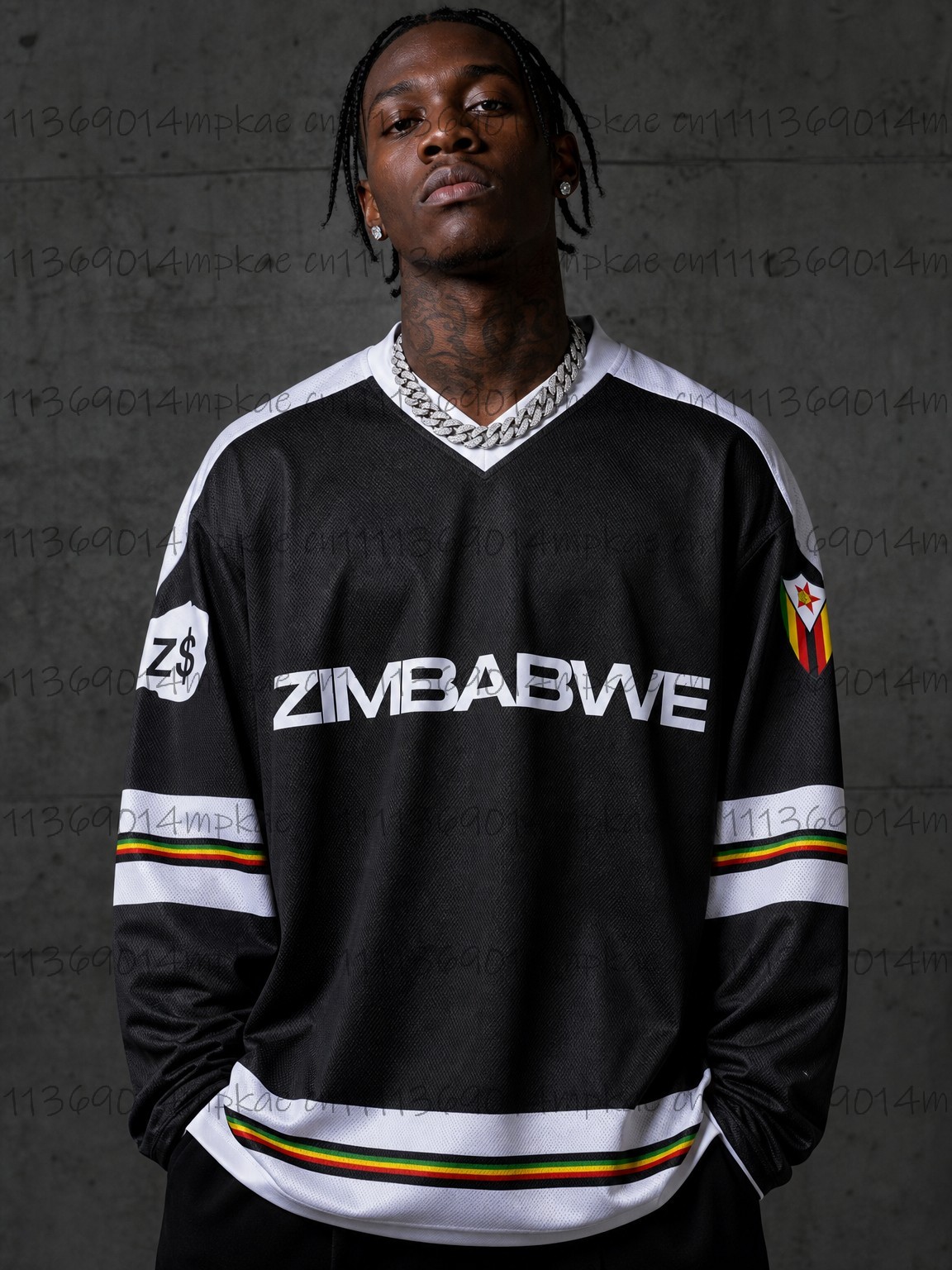 Men's Zimbabwe Printed V-Neck  - Fashion Streetwear recension och pris