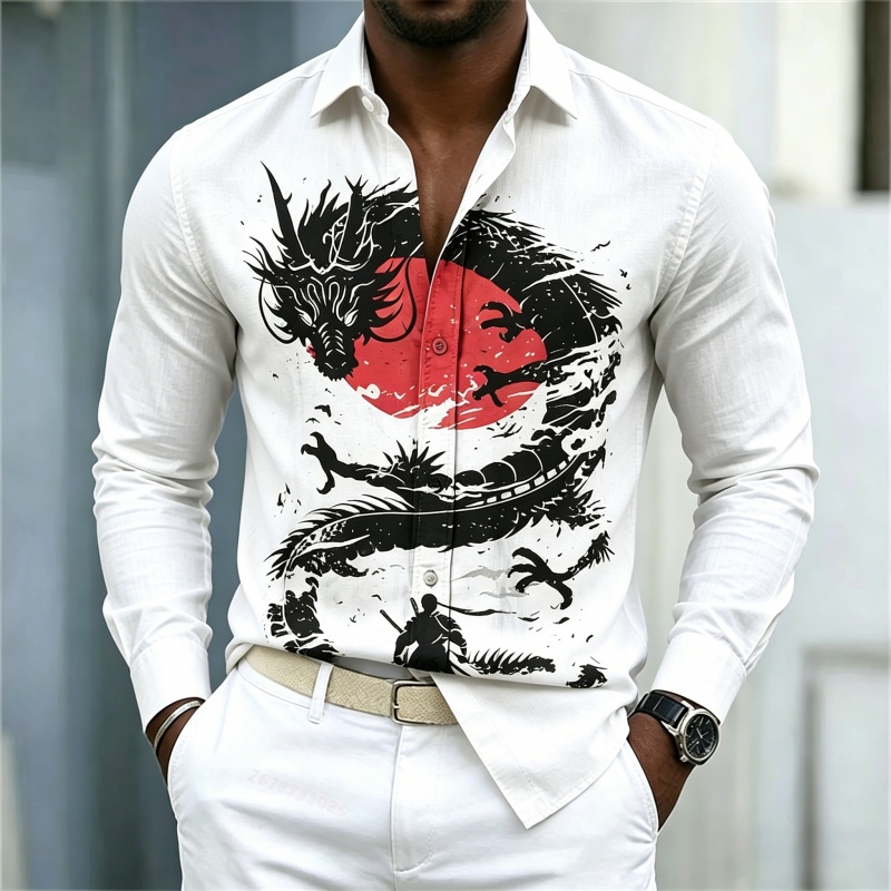 2026 New Men's Shirt White Bla - Fashion Streetwear recension och pris