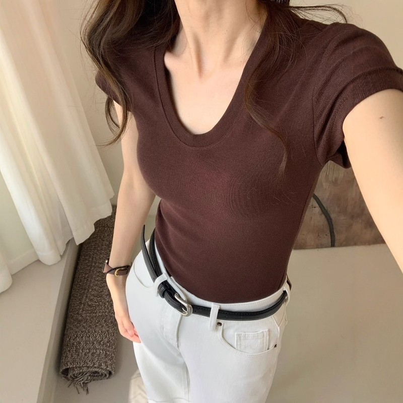 U-Neck Shoulder Short Sleeve T - Fashion Streetwear recension och pris