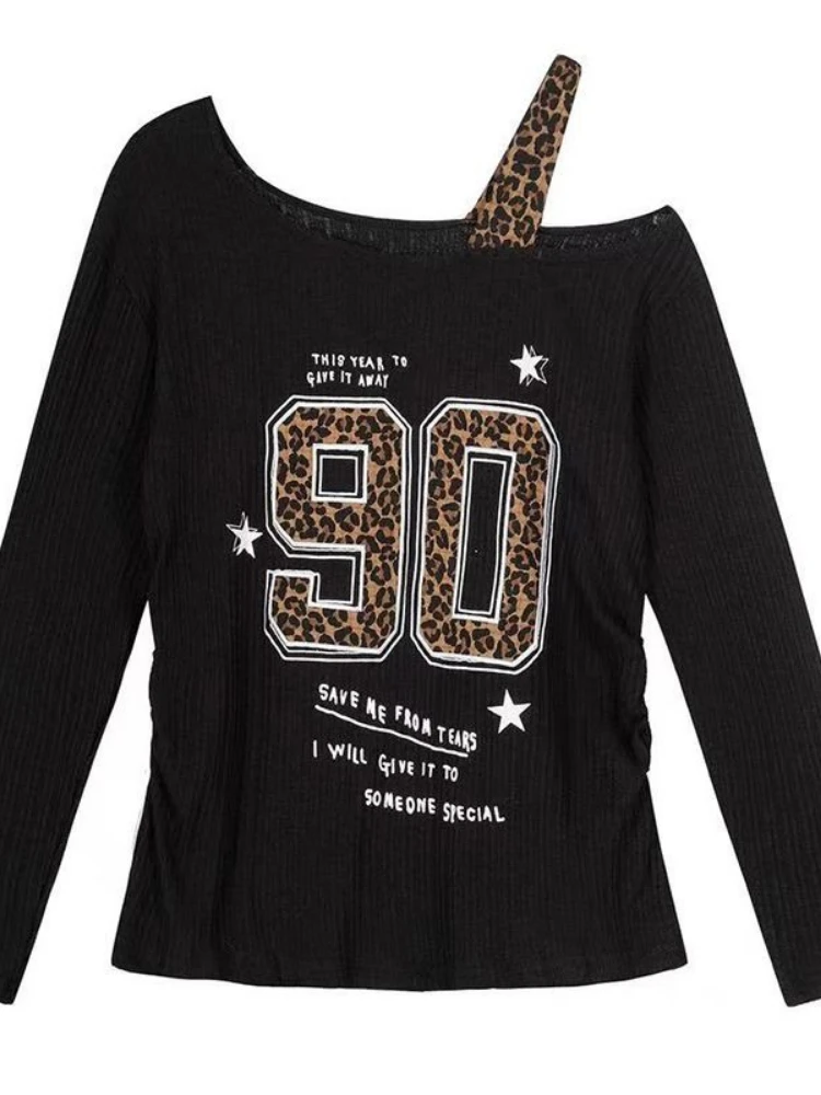 Y2K Patchwork Leopard Print T- - Fashion Streetwear recension och pris