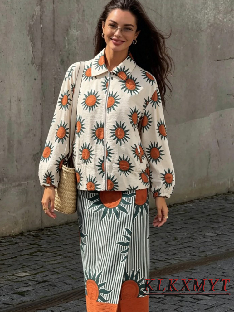 Women Fashion Print Sets Leisu - Street Fashion Jacket recension och pris