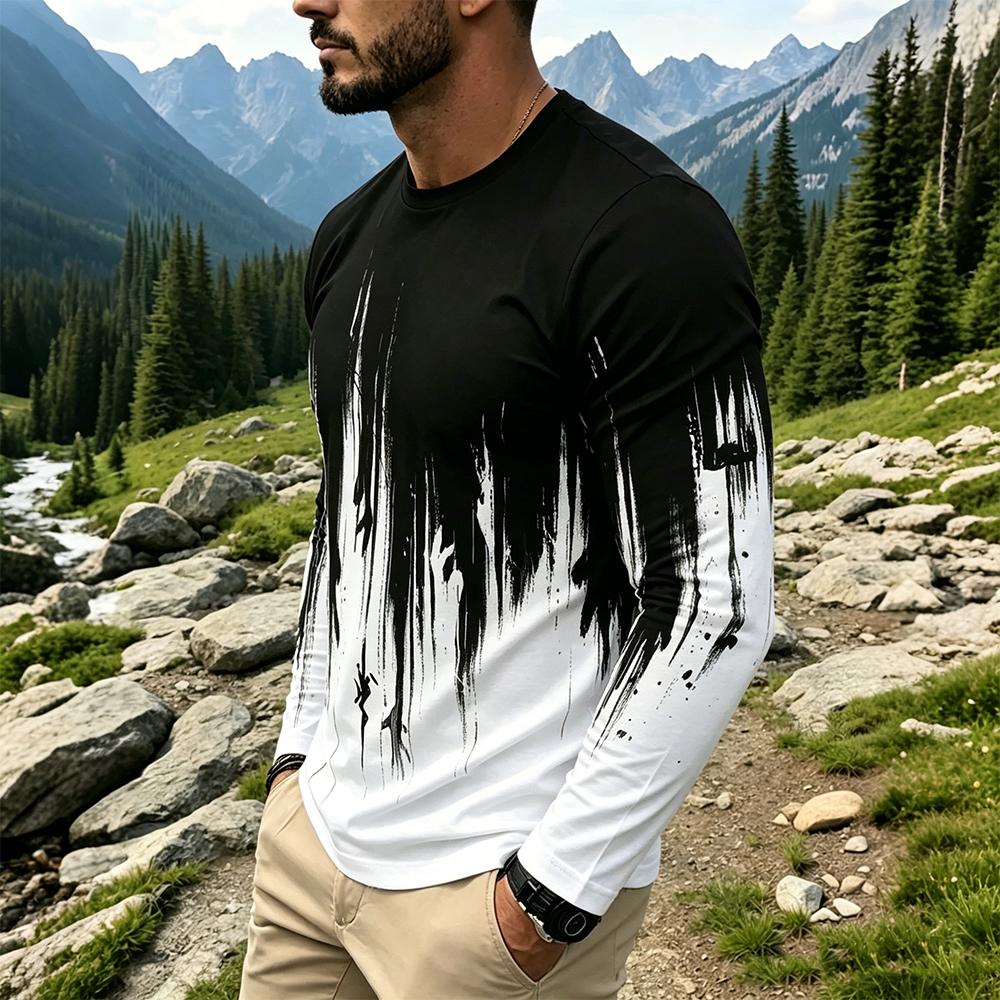 Men's Gradient Ink Splash Long - Fashion Streetwear recension och pris